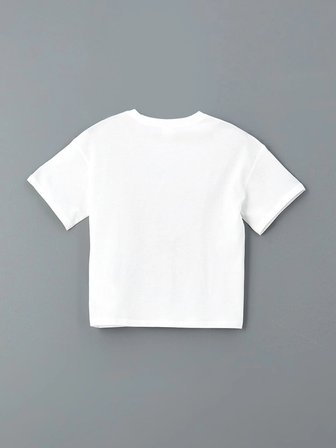 LCW Kids Beyaz Bisiklet Yaka Kız Çocuk Şortlu Pijama Takımı