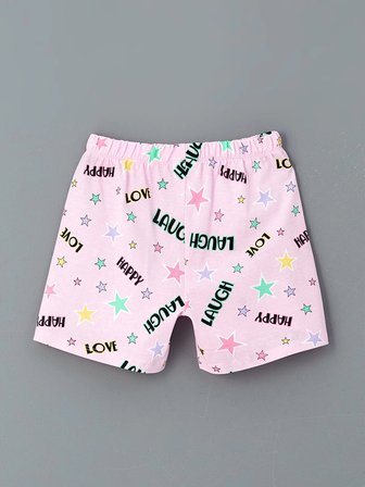 LCW Kids Beyaz Bisiklet Yaka Kız Çocuk Şortlu Pijama Takımı