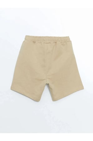 LCW Kids Bej Basic Beli Lastikli Pamuklu Erkek Çocuk Şort