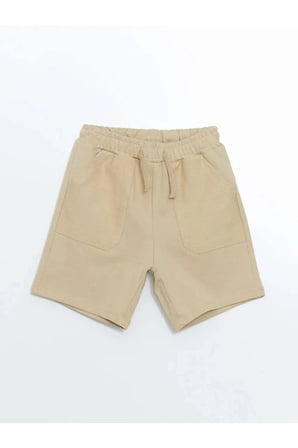 LCW Kids Bej Basic Beli Lastikli Pamuklu Erkek Çocuk Şort
