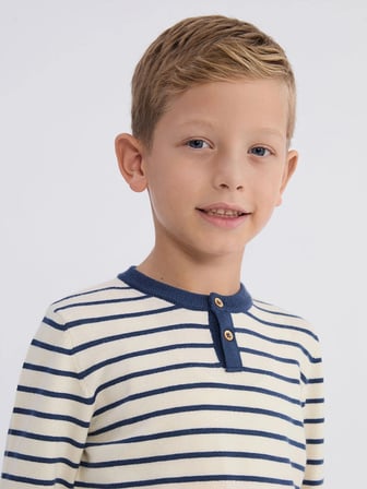 LCW Kids Lacivert Bisiklet Yaka Uzun Kollu Erkek Çocuk Triko Kazak