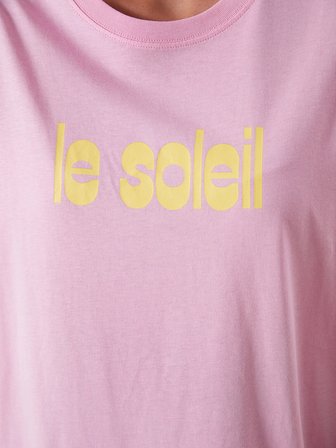 LCW Vision Pembe Bisiklet Yaka Baskılı Oversize Kadın Tişört