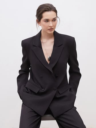 LC Waikiki Siyah Krep Kadın Blazer Ceket