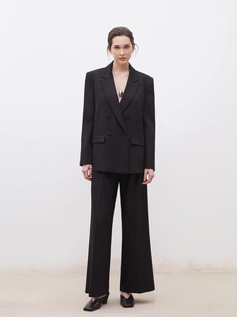 LC Waikiki Siyah Krep Kadın Blazer Ceket