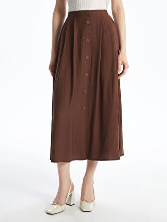 LCWAIKIKI Classic Kahverengi Beli Lastikli Dokulu Pileli Etek