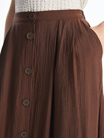 LCWAIKIKI Classic Kahverengi Beli Lastikli Dokulu Pileli Etek