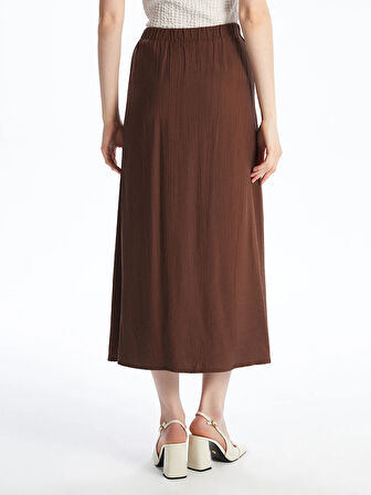 LCWAIKIKI Classic Kahverengi Beli Lastikli Dokulu Pileli Etek