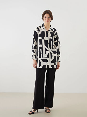 LCWAIKIKI Classic Siyah Desenli Kadın Gömlek Tunik