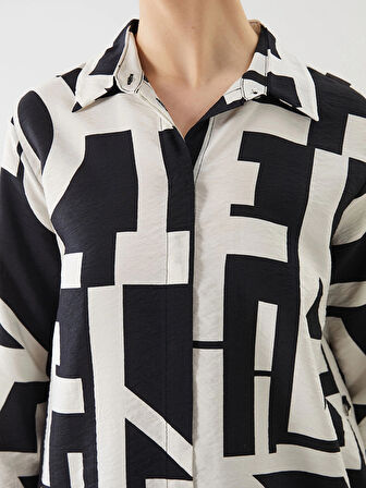 LCWAIKIKI Classic Siyah Desenli Kadın Gömlek Tunik