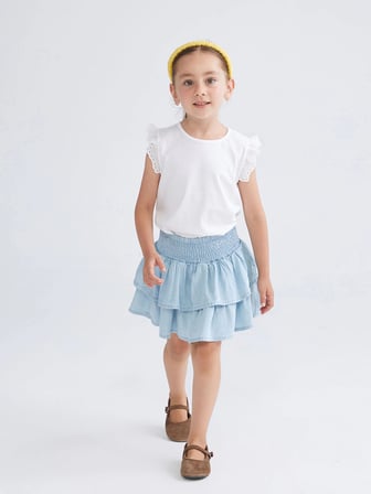 LCW Kids Mavi Beli Lastikli Kız Çocuk Jean Etek