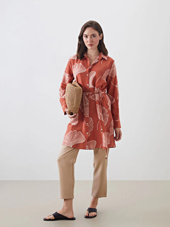 LCWAIKIKI Classic Kirmizi Desenli Kadın Gömlek Tunik