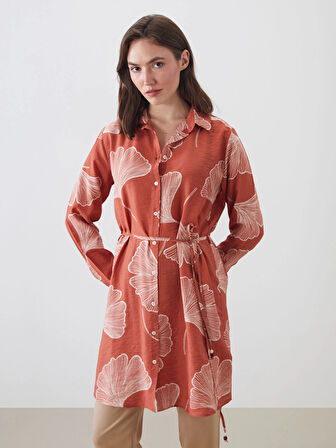 LCWAIKIKI Classic Kirmizi Desenli Kadın Gömlek Tunik
