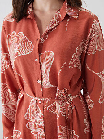 LCWAIKIKI Classic Kirmizi Desenli Kadın Gömlek Tunik