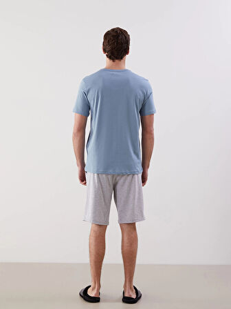 LC WAIKIKI Mavi Standart Kalıp Erkek Şortlu Pijama Takımı