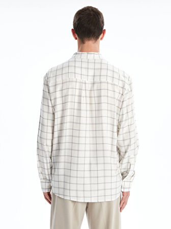 LCW Vision Ekru Rahat Kalıp Uzun Kollu Ekose Erkek Gömlek