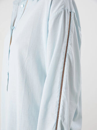 LCW Vision Mavi Oversize Kadın Gömlek