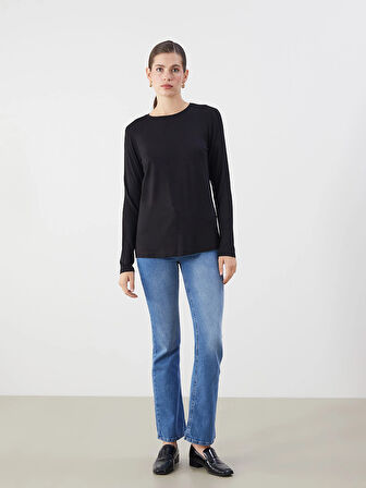 LCWAIKIKI Classic Siyah Bisiklet Yaka Kadın Tişört