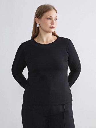 LCWAIKIKI Classic Siyah Bisiklet Yaka Kadın Body