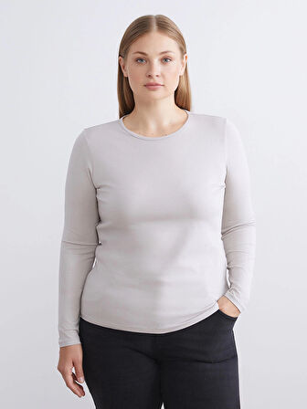 LCWAIKIKI Classic Gri Bisiklet Yaka Kadın Body