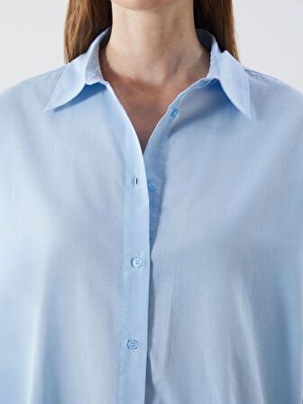 LCW Vision Mavi Oversize Kadın Gömlek