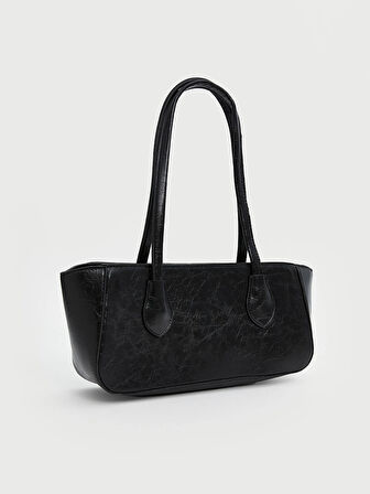 LCW ACCESSORIES Siyah Deri Görünümlü Kadın Omuz Çantası