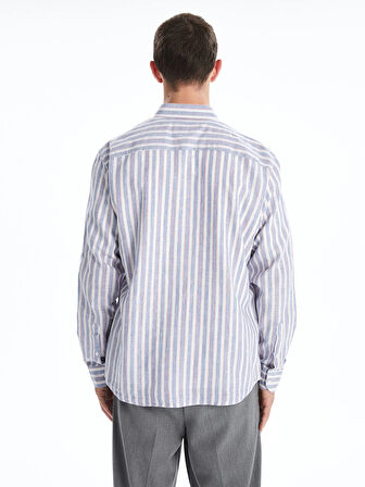 LCW Vision Mavi Slim Fit Uzun Kollu Çizgili Gömlek