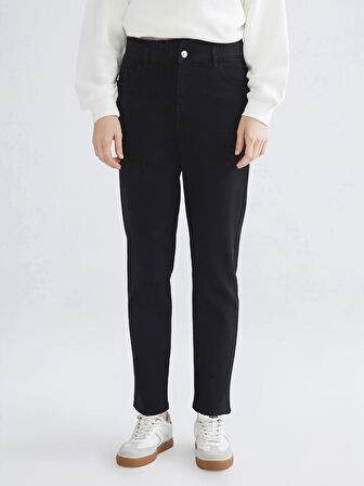 LCWAIKIKI Classic Siyah Slim Mom Kadın Jean Pantolon