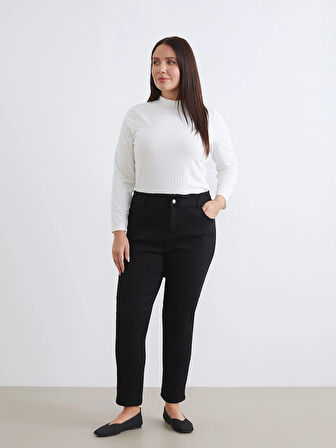LCWAIKIKI Classic Siyah Slim Mom Kadın Jean Pantolon
