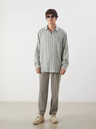 LCW Vision Yeşil Rahat Kalıp Uzun Kollu Ekose Erkek Gömlek