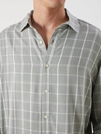 LCW Vision Yeşil Rahat Kalıp Uzun Kollu Ekose Erkek Gömlek