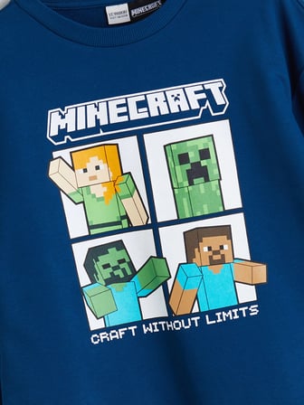 LCW Kids Petrol Bisiklet Yaka Minecraft Baskılı Erkek Çocuk Sweatshirt