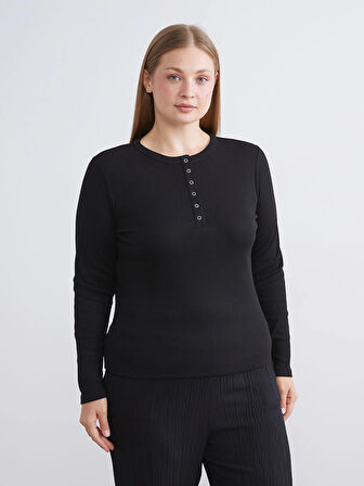 LCWAIKIKI Classic Siyah Bisiklet Yaka Kadın Body