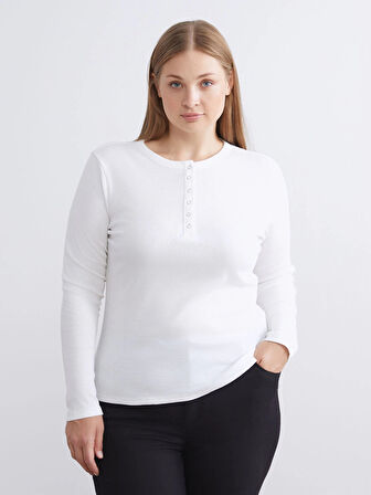 LCWAIKIKI Classic Beyaz Bisiklet Yaka Kadın Body