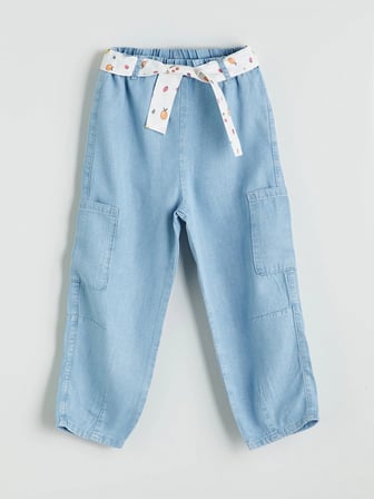 LCW Kids Mavi Beli Lastikli Kız Çocuk Balon Jean Pantolon