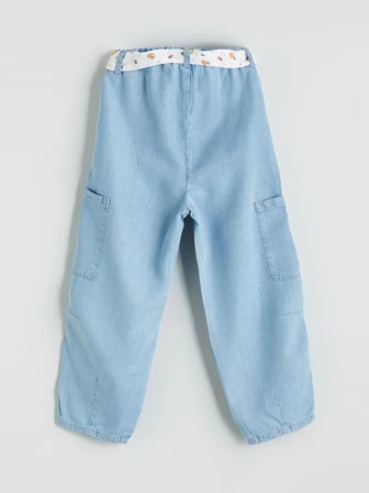 LCW Kids Mavi Beli Lastikli Kız Çocuk Balon Jean Pantolon