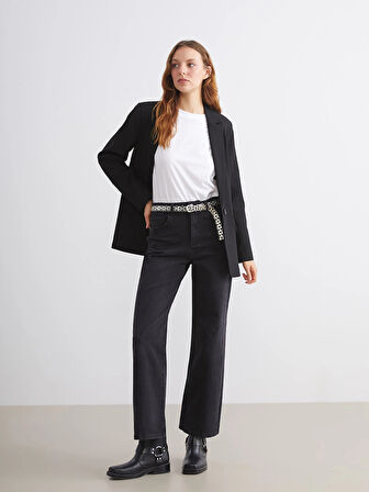 LCWAIKIKI Classic Siyah Wideleg Kadın Jean Pantolon