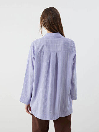 LCWAIKIKI Classic Mor Gömlek Yaka Çizgili Kadın Tunik