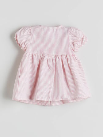 LCW baby Pembe Çizgili Kız Bebek Gabardin Elbise