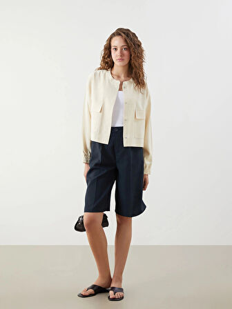 LCWAIKIKI Classic Bej Bisiklet Yaka Kadın Ceket