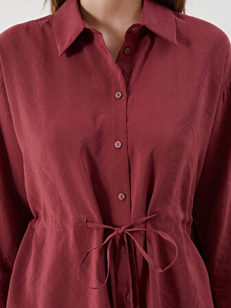LCWAIKIKI Classic Bordo Oversize Modal Karışımlı Kadın Gömlek