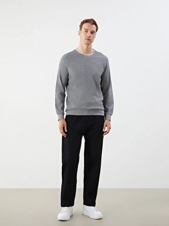 LCWAIKIKI Classic Gri Bisiklet Yaka Uzun Kollu Erkek Sweatshirt