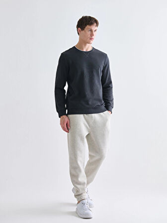 LCWAIKIKI Classic Antrasit Bisiklet Yaka Uzun Kollu Erkek Sweatshirt