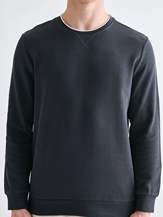 LCWAIKIKI Classic Antrasit Bisiklet Yaka Uzun Kollu Erkek Sweatshirt