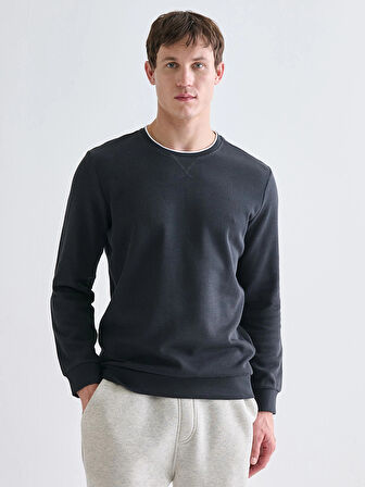 LCWAIKIKI Classic Antrasit Bisiklet Yaka Uzun Kollu Erkek Sweatshirt