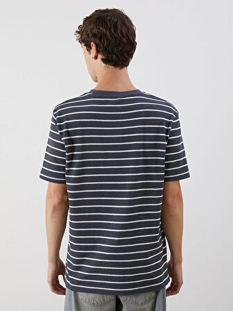 XSIDE Antrasit Bisiklet Yaka Çizgili Erkek Tişört