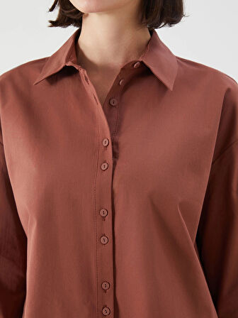 LCWAIKIKI Classic Kahverengi Crop Kadın Gömlek