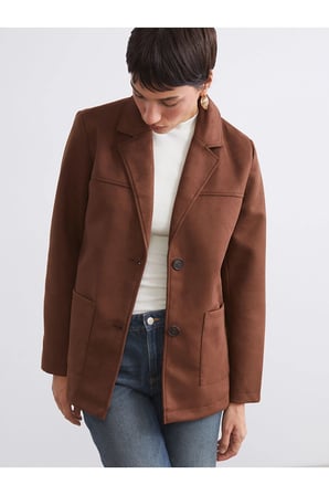 Peak Yeni Sezon Süet Görünümlü Kadın Blazer Ceket