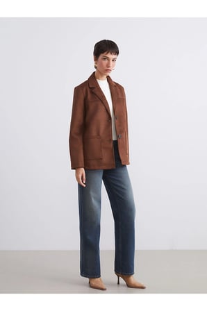 Peak Yeni Sezon Süet Görünümlü Kadın Blazer Ceket