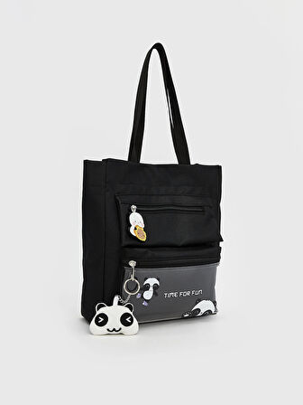 LCW ACCESSORIES Siyah Baskılı Kız Çocuk Omuz Çantası