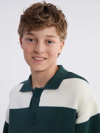 LCW Kids Petrol Polo Yaka Erkek Çocuk Triko Kazak